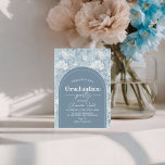Convites Dusty Blue Floral Arch Graduation Invite<br><div class="desc">Celebrate your achievement with this elegant "Dusty Blue Floral" graduation party invitation. Featuring a stunning vintage botanical pattern of peonies and a sophisticated arched frame for your event details. This toile-inspired design is perfect for a high school or college graduate seeking a classic and refined aesthetic. Easily personalize with your...</div>
