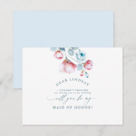 Convites Dusty Blue Floral Bridesmaid - Madrinha de casamen