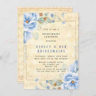 Convites Dusty Blue Floral Bridesmaids Musical Luncheon