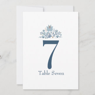 Convites Dusty Blue Floral Custom Table Number