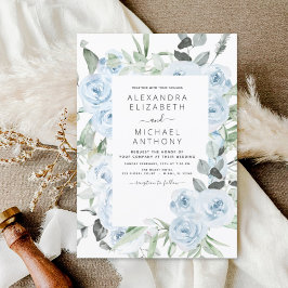 Convites Dusty Blue Floral Eucalyptus Greenery Wedding Invi