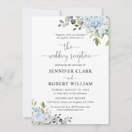 Convites Dusty Blue Floral Eucalyptus Wedding Invitation