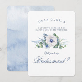 Convites Dusty Blue Floral Greenery Bridesmaid Proposta