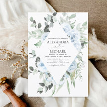 Dusty Blue Floral Greenery Casamento