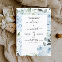 Dusty Blue Floral Greenery Casamento
