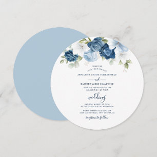 Convites Dusty Blue Floral Modern Wedn