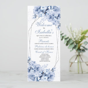 Convites Dusty Blue Floral Quinceanera