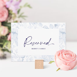 Convites Dusty Blue Floral Reserved Seating Card 