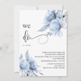 Convites *~* Dusty Blue Floral RSVP - QR AR15 Rosa WEDDING