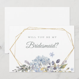 Convites Dusty Blue Floral Você Será Minha Porta-Pontas