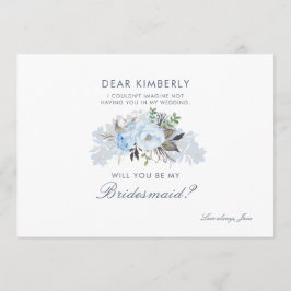 Convites Dusty Blue Floral Você Será Minha Porta-Pontas