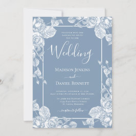 Convites Dusty Blue Floral Wedding