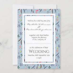 Convites Dusty Blue Floral WEDDING