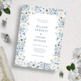 Convites Dusty Blue Floral Wedding