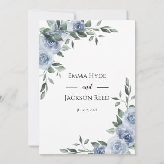 Convites Dusty Blue Floral Wedding