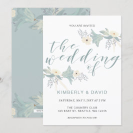 Convites Dusty Blue Floral Wedding