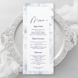 Convites Dusty Blue Floral Wedding Menu Card