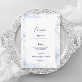 Convites Dusty Blue Floral Wedding Menu Card
