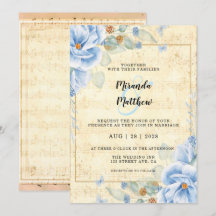 Dusty Blue Florals Vintage Sheet Música Casamento