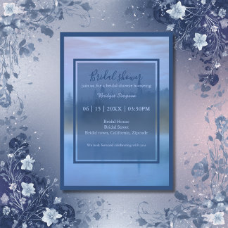 Convites dusty blue forest landscape bridal shower