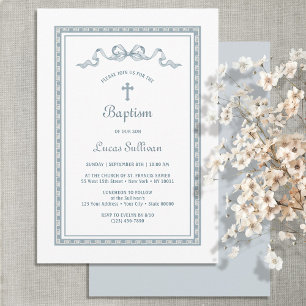 Convites Dusty Blue Frame Arco Baptism