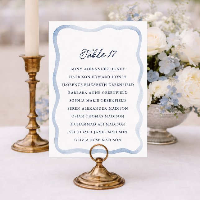 Convites Dusty Blue French Estate Wedding Seating Card  (Criador carregado)