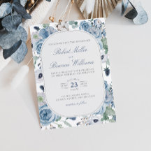 Dusty Blue Garden Rosas Floral Elegante Casamento