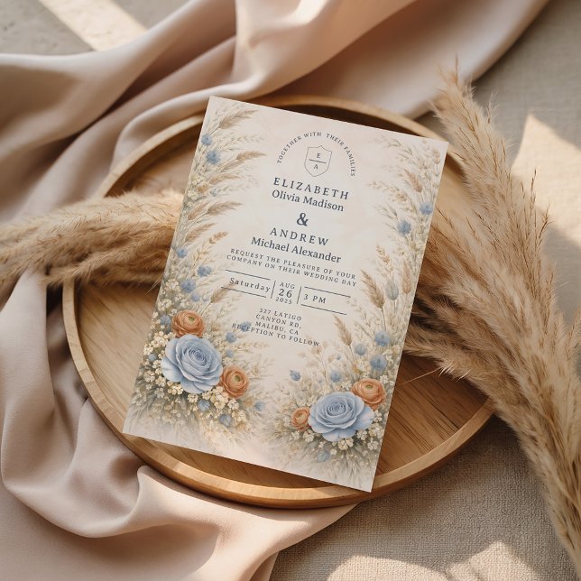 Convites Dusty Blue Garden Wedding (Criador carregado)