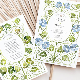 Convites Dusty Blue Greenery Foliage Casamento