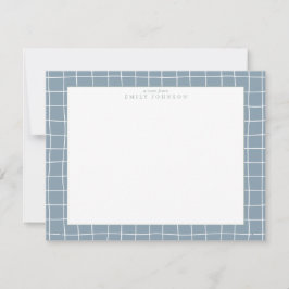 Convites Dusty Blue Grid Frame Note Card