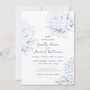 Convites Dusty Blue Hydrangea Floral Weding