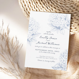 Convites Dusty Blue Hydrangea Floral Weding