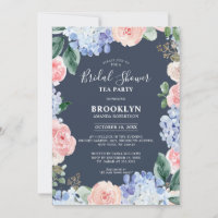 Dusty Blue hydrangeas Chá de panela Tea Party Invi