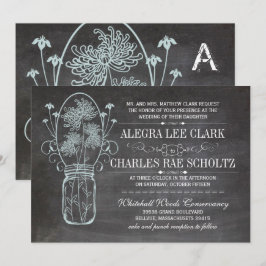 Convites Dusty Blue Mason Jar Chalkboard Casamento