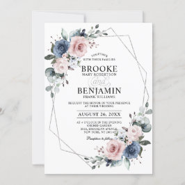 Convites Dusty Blue Mauve Eucalyptus Geométrico Wedding Inv