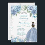 Convites Dusty Blue mexicana Girl Charra Mis Quince<br><div class="desc">Dusty Blue Mexicana Charra Mis Quince Convite Mis Quince Anos,  15 Birthday</div>