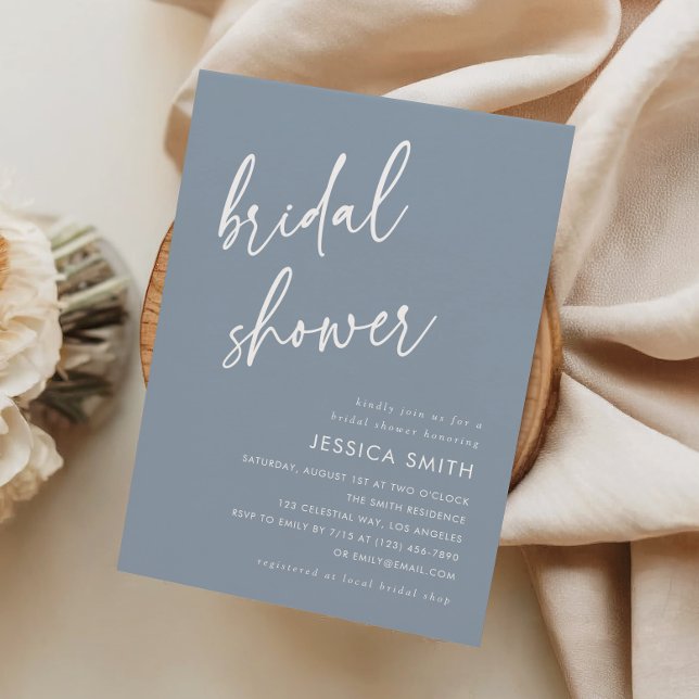 Convites Dusty Blue Minimalist Bridal Shower (Criador carregado)