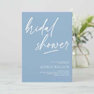 Convites Dusty Blue Minimalist Bridal Shower Invitation
