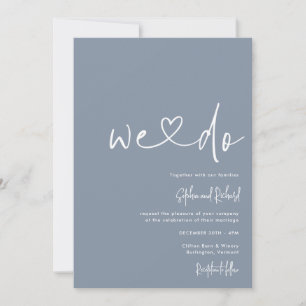 Convites Dusty Blue Minimalist Script Modern Wedn