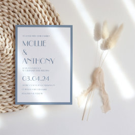 Convites Dusty Blue Modern Deco Wedding
