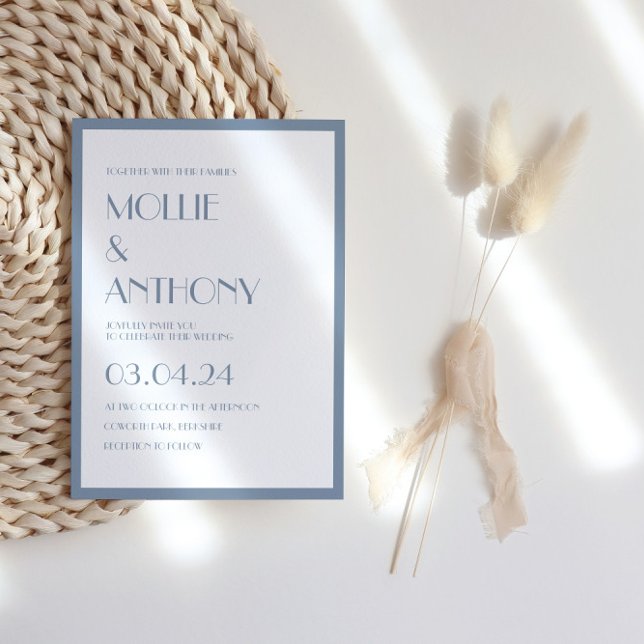 Convites Dusty Blue Modern Deco Wedding (Criador carregado)