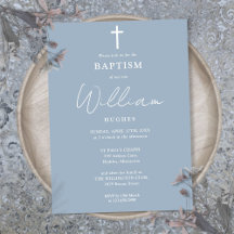 Dusty Blue Modern Minimalista Batismo Christening