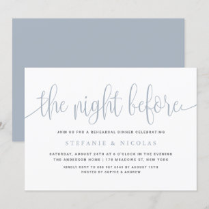 Convites Dusty Blue Na Noite Antes Do Janto De Ensaio