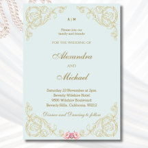 Dusty Blue Ornamentado Vintage Casamento Barroco