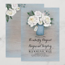 Dusty Blue Painted Mason Jar Rustic Casamento Flor