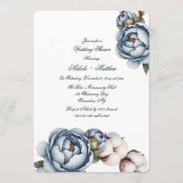 Convites Dusty Blue Peony and Cotton Wedding Shower