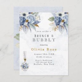 Convites Dusty Blue Peony Chic Brunch e Bubble