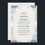 Convites dusty blue peony hydrangea elegant<br><div class="desc">This dusty blue peony hydrangea elegant design features a beautiful blend of soft peonies and hydrangeas in a romantic dusty blue color palette. The delicate floral pattern creates a timeless and sophisticated look, perfect for weddings, bridal showers, and elegant stationery. With its graceful botanical style and refined aesthetic, this dusty...</div>