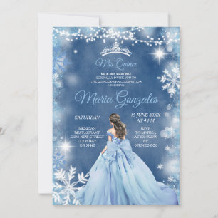 Convites Dusty Blue Princess White Winter Mis Quince