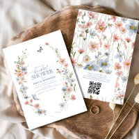 Dusty Blue QR Code Wildflower Garden Chá de panela